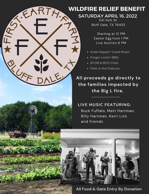 First Earth Farm of Bluff Dale is hosting a Wildfire Relief Benefit on Saturday, April 16, for the five families who lost their homes earlier this week in the devastating Big L fire.