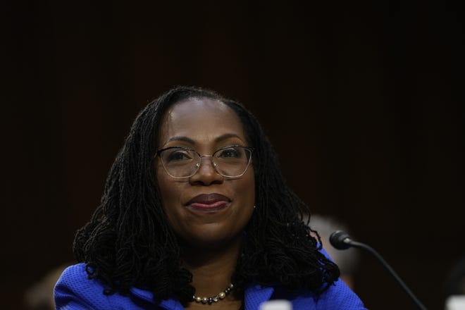 Supreme Court Associate Justice nominee Ketanji Brown Jackson appears before the Senate Judiciary Committee during her confirmation hearing on March 23, 2022 in Washington. Judge Jackson was nominated by President Joe Biden to replace Associate Justice Stephen Breyer, who plans to retire at the end of the term. If confirmed, Judge Jackson will be the first Black woman to sit on the United States Supreme Court.