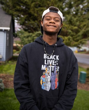 Trayshun Holmes-Gournaris, who is a senior at the Oregon School for the Deaf and won Oregon's annual poetry out loud competition, in Monmouth.