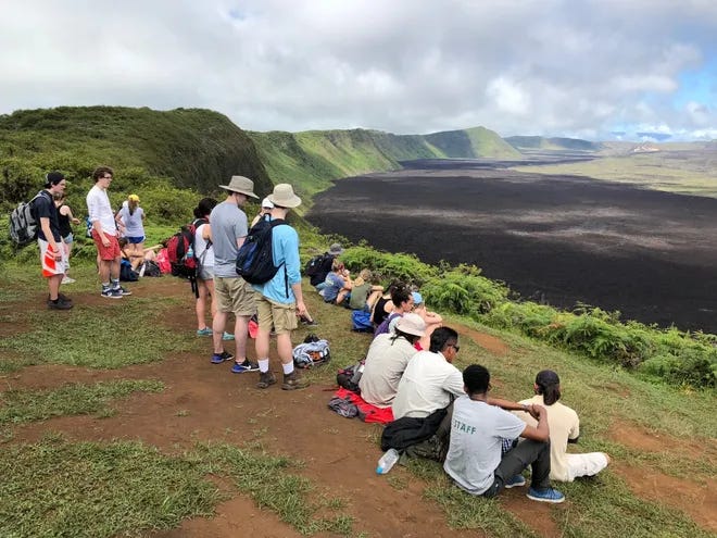 Plymouth students traveled to the Galapagos Islands in 2018.