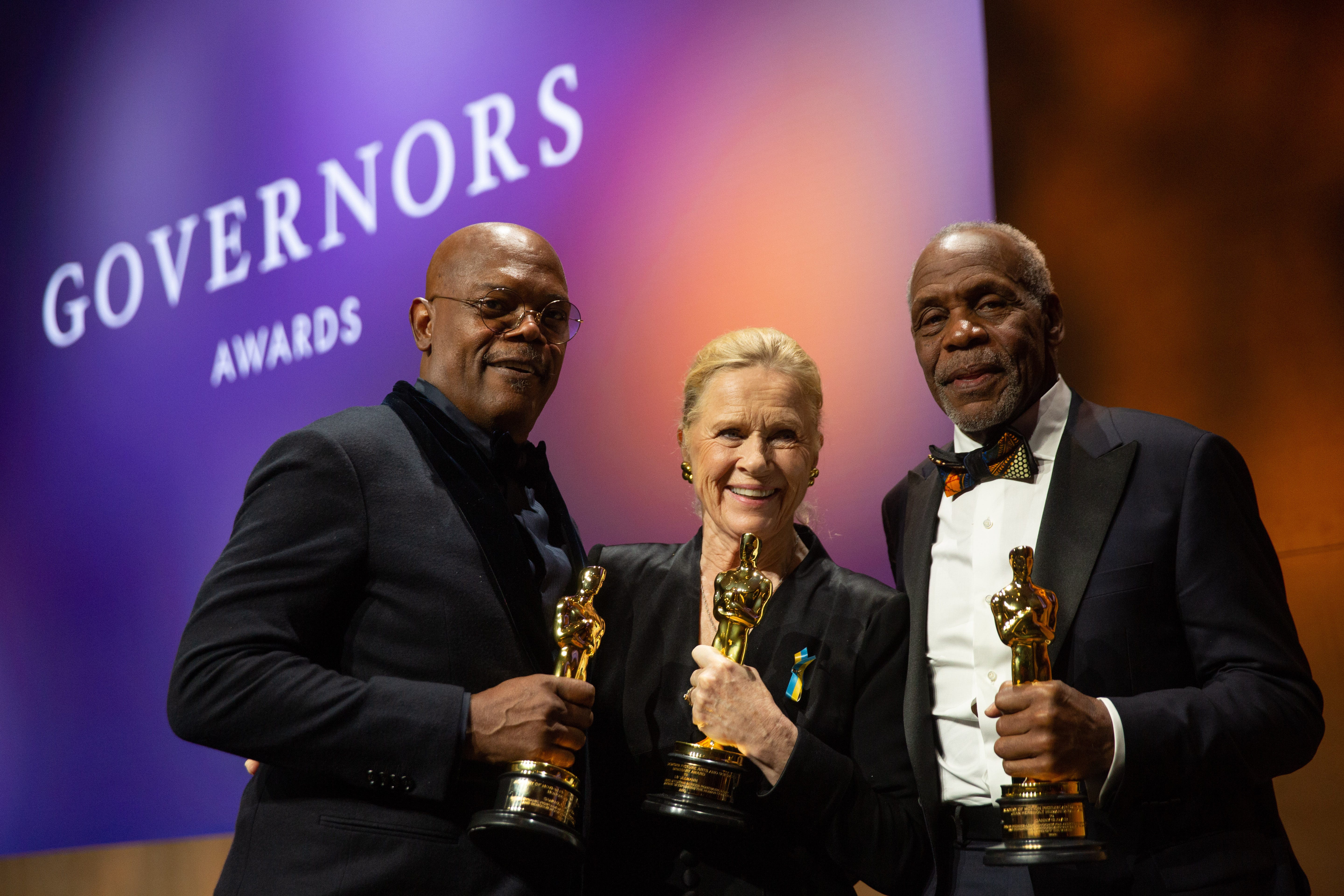 Samuel L. Jackson, Liv Ullmann and Danny Glover were honored along with Elaine May at the 12th Governors Awards on March 25, 2022. The Academy presented May, Jackson and Ullmann with honorary Oscars and Glover with the Jean Hersholt Humanitarian Award.
