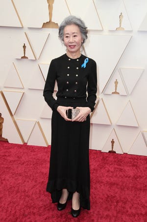 Yuh-Jung Youn arrives at the 94th Academy Awards at Dolby Theater.