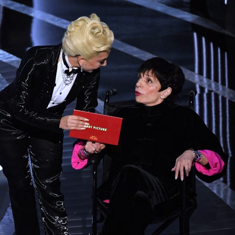 US actress-singer Lady Gaga (L) and US actress Liz