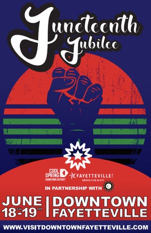 The image of a proposed Juneteenth flyer created by Lauren Falls of the Cool Springs Downtown District.
