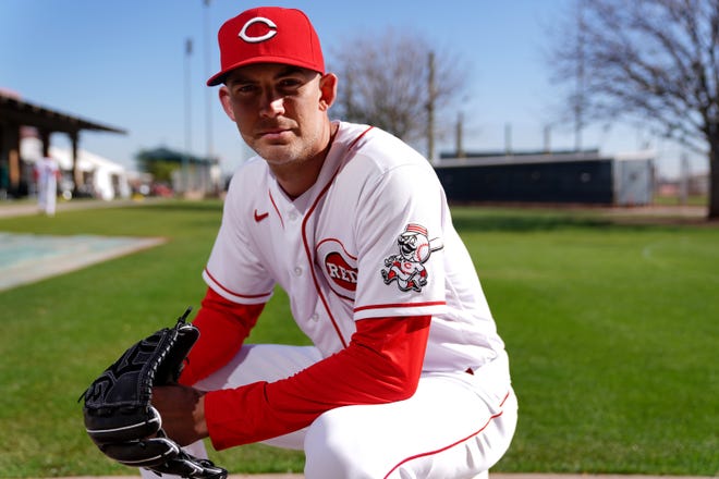 Cincinnati Reds pitcher Mike Minor, pictured, Friday, March 18, 2022, at the baseball team's spring training facility in Goodyear, Arizona.
