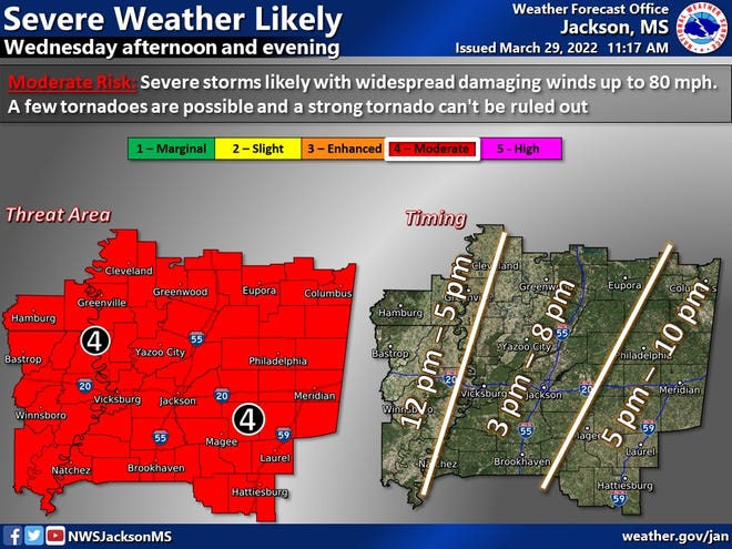 Severe weather projected for Wednesday