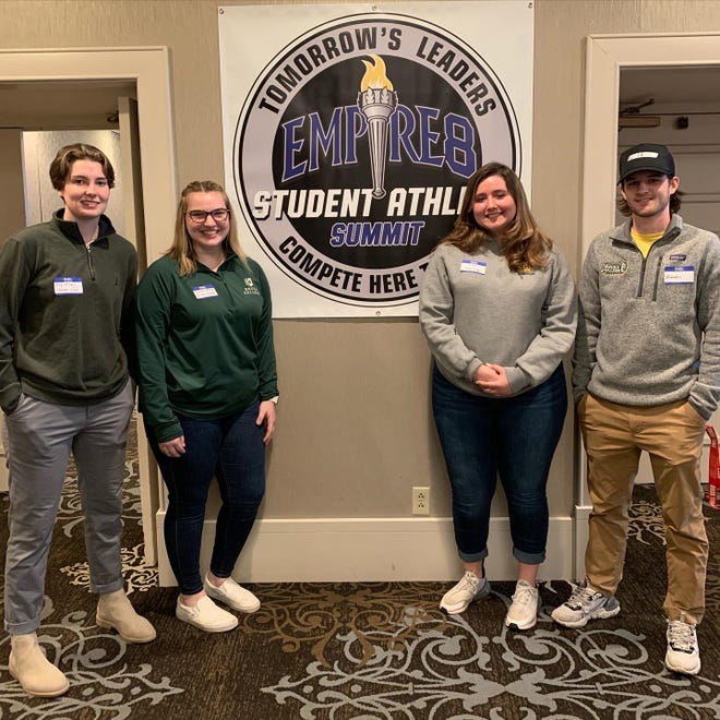 Keuka College Student-Athlete Advisory Committee (SAAC) members Meaghan McGwin, Madison White, Autumn Strong, and Brandon MacDonell attended the Empire 8 Student-Athlete Summit held March 25-26 in Fairport. This was the first time Keuka College attended the Empire 8 Student-Athlete Summit since officially joining the conference in 2020.
