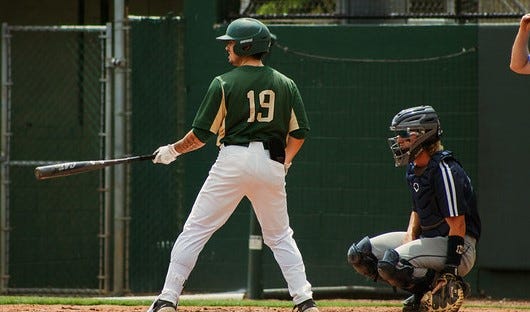 Jacksonville University catcher Trace Burchard (19) became the 10th player in school history to log five hits in one game on March 29 at Florida A&M.