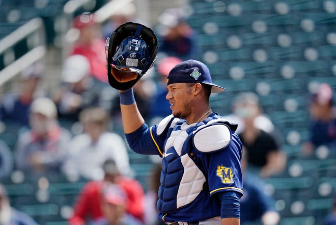 Milwaukee Brewers catcher Pedro Severino can be reinstated from his 80-game PED suspension Sunday.