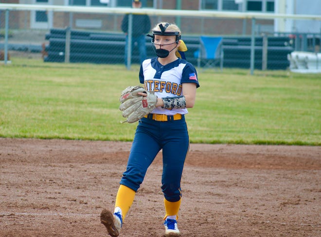 Whiteford's Unity Nelson pitches in the Bobcats' season opener against Blissfield on Wednesday, March 30, 2022.