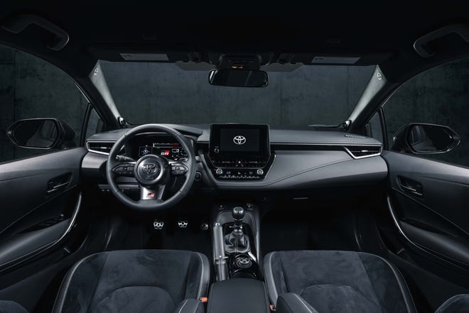 The interior of the 2023 Toyota GR Corolla will come with an 8-inch screen, digital display, and wireless smartphone connectivity.