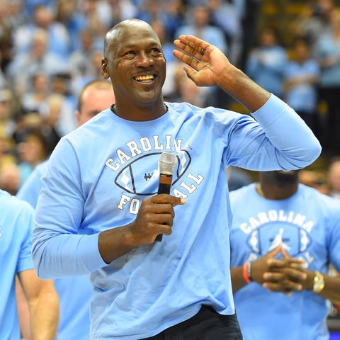 Michael Jordan at halftime of a 2017 North Carolin