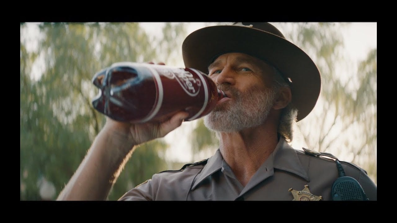 Brian Bosworth shines as Sheriff of Fansville in Dr Pepper commercials