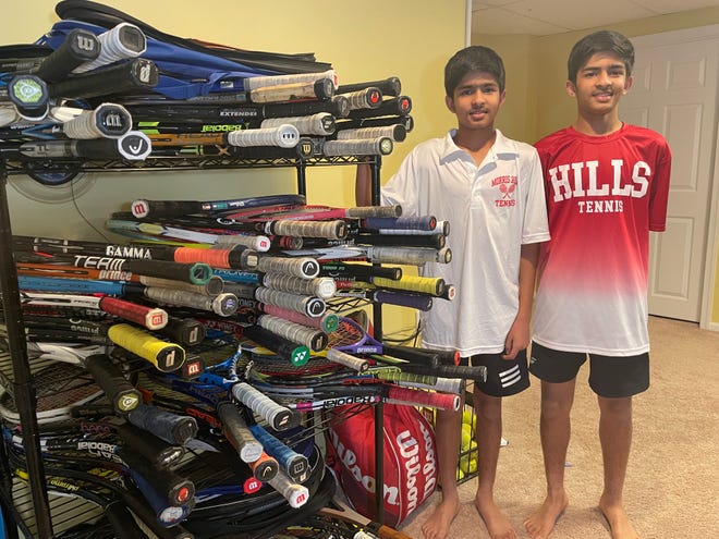 Morris Hills High School freshmen Veer and Yash Gupta of Parsippany are collecting and refurbishing tennis rackets for Greater Newark Tennis & Education.