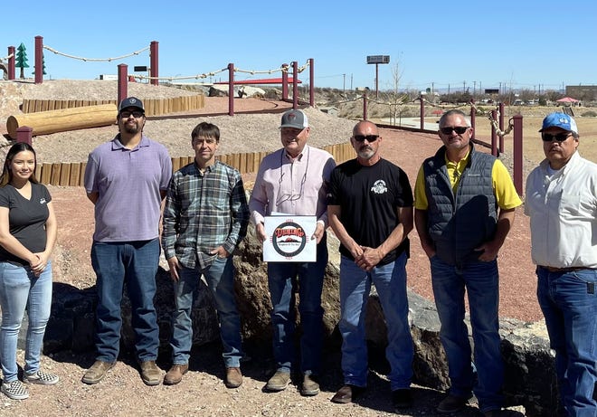 The City of Deming All-Inclusive Playground Park project at Trees Lake Park was the recipient of the New Mexico Society of Professional Engineers "Project of the Year." The playground is funded through a Community Development Block Grant and features ADA (American Disabilities Act)-accessible playground equipment on a one-acre plot next to the lake’s parking lot. Pictured from left are city employees Jackie Bustos, Felipe Figueroa, Kris Leck, David McSherry, Benny Jasso, Alexi Jackson and Raul Madrid.