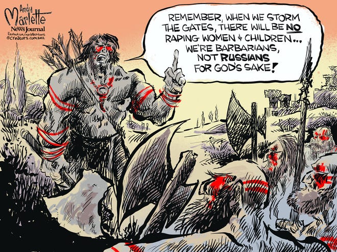 Marlette cartoon: Russian barbarians