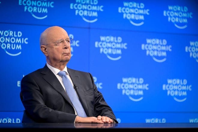 Founder and Executive Chairman of the World Economic Forum (WEF) Klaus Schwab is seen at the opening of the WEF Davos Agenda virtual sessions at the WEF's headquarters in Cologny near Geneva on January 17, 2022. (Photo by Fabrice COFFRINI / AFP)