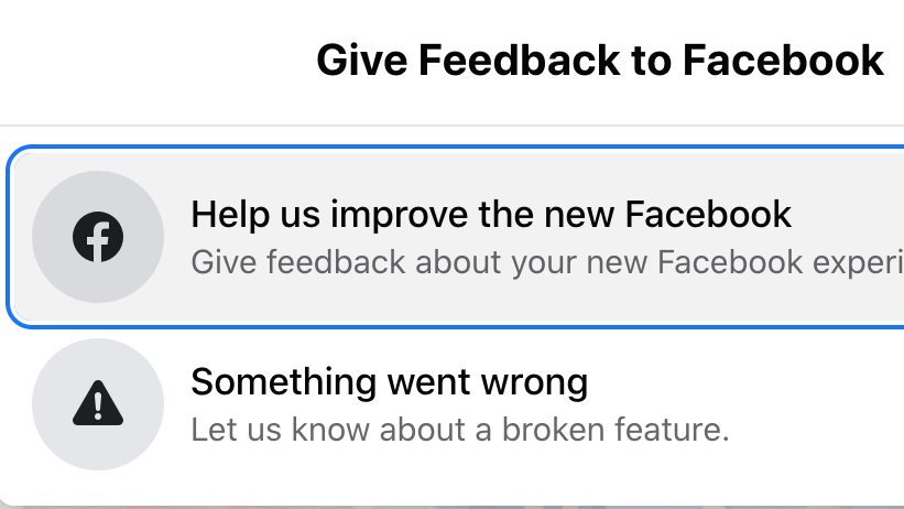 How to give feedback to Facebook