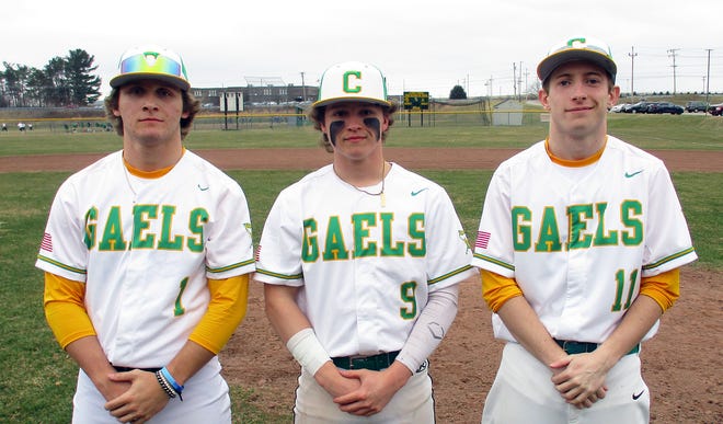 Clinton High baseball captains (from left)  Senior captains Josh Seidl, Brandon Gour and Lincoln Ashline.