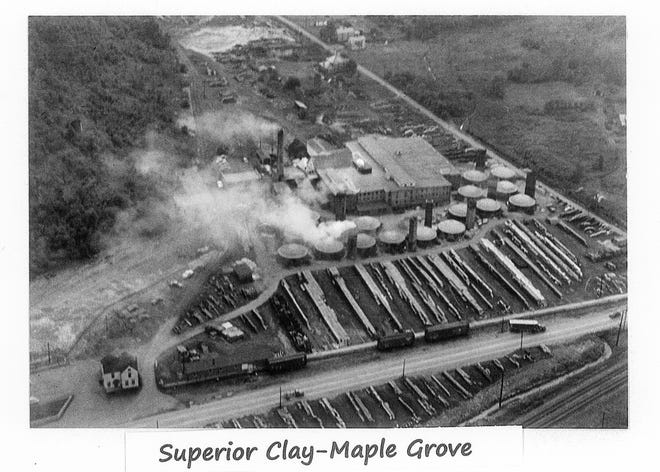 This is an aerial view of the Superior Clay Co. plant at Maple Grove near Uhrichsville.