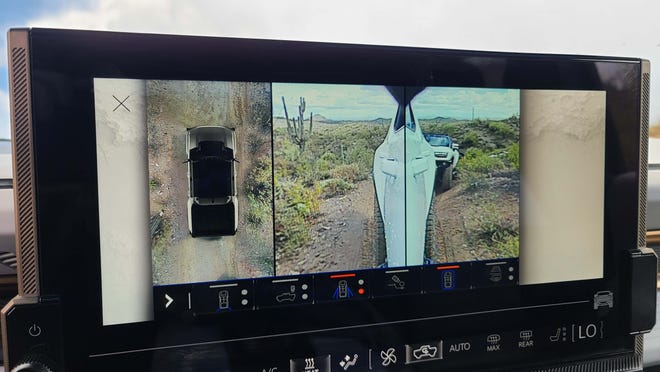 The 2022 GMC Hummer EV features 18 camera views including this one out back.