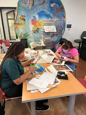 Shaquela Russ, left, and several other FSU Art Education students got the chance to work alongside current art teachers