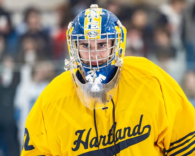 Senior goalie Kam Ragon had a 21-0 record, backstopping Hartland to a state Division 2 hockey championship in 2021-22.