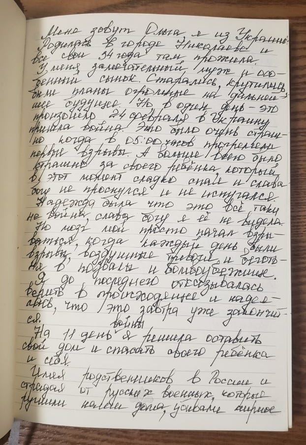A journal entry from Olga who met John Curnutt of Las Cruces on her journey of fleeing Ukraine following the attack by Russian forces.