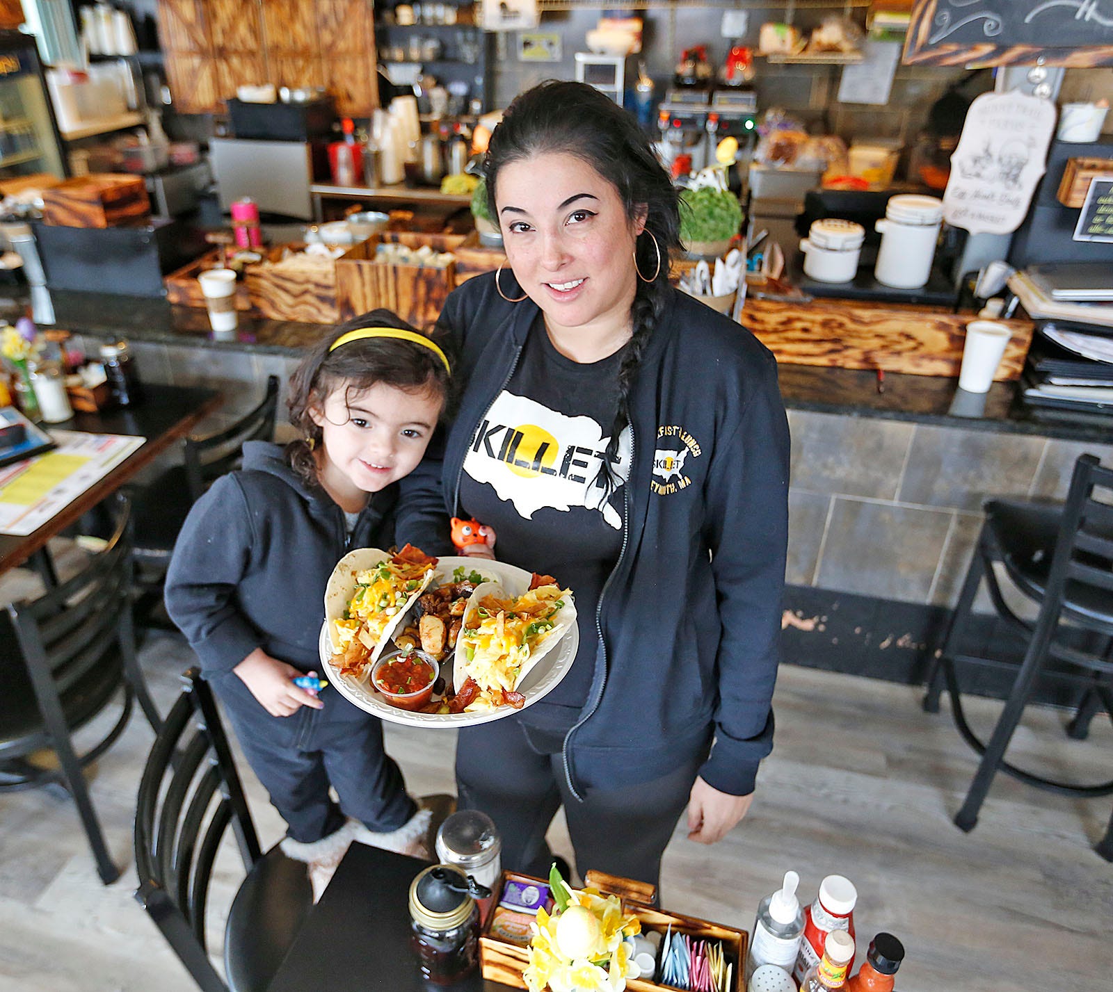 Breakfast tacos, apple pie French toast at Skillet in Weymouth