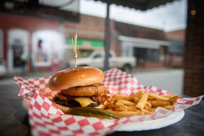 A whiskey burger and fries from Got Chew Grill at 5463 Trade St. in Hope Mills.