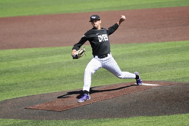 ACU's Adam Stephenson throws a pitch against Air Force on Wednesday.