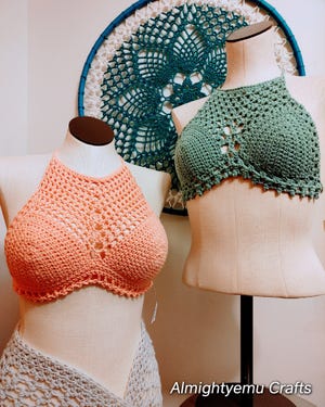 Crop tops at a boutique on display