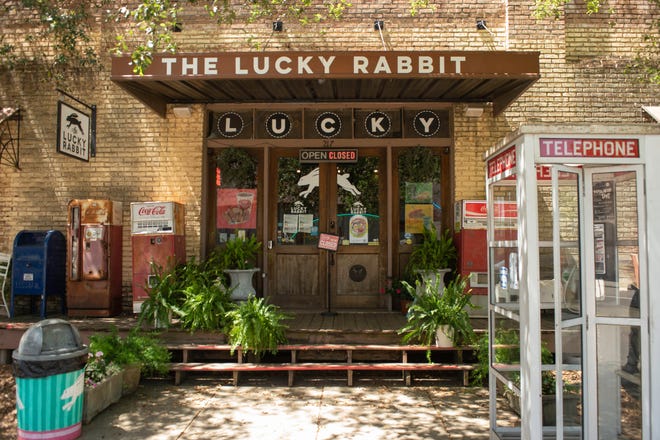 The front of The Lucky Rabbit antique store in downtown Hattiesburg, Miss., features an eclectic mixture of nostalgic curious that is impossible to miss. Friday, April 7, 2022.