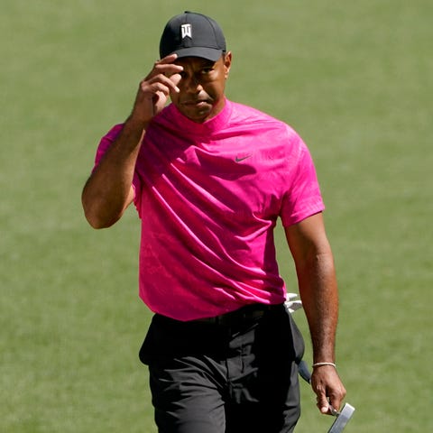 Tiger Woods walks to the No. 16 green during the f