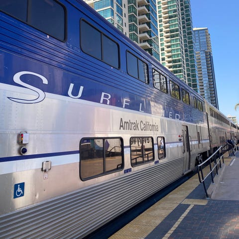 The Pacific Surfliner train, which runs along the 