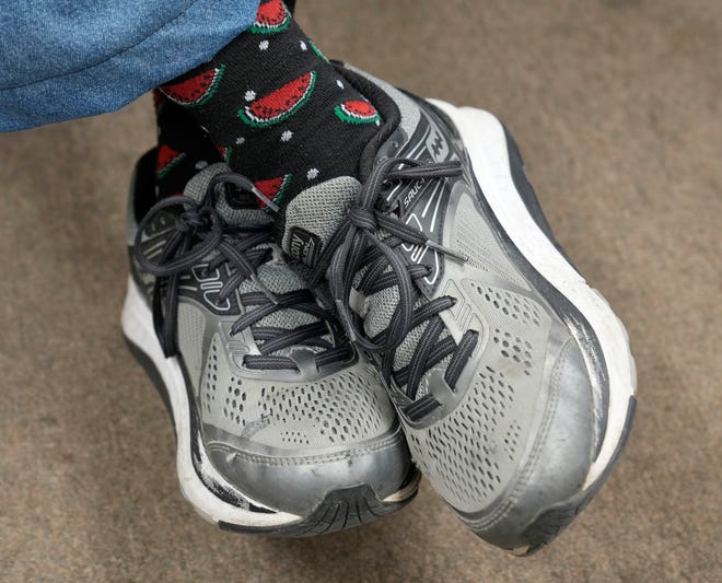 Jim Sanfillipo wears watermelon-themed socks in his office. His family has been in the produce business for five generations.