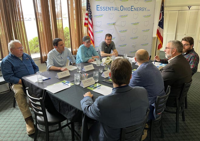 Ohio Secretary of State Frank LaRose, second from left, meets with Ohio natural gas and oil producers at an energy educational roundtable hosted by the Ohio Oil and Gas Association and the Ohio Oil and Gas Energy Education Program at the Cambridge Country Club. Industry officials believe 2022 will be an "active" year for oil and gas drilling in Guernsey County.