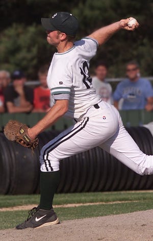 Matt Weber is shown during his epic nine-inning relief performance when he struck out 15 and walked no one on one day's rest to lift Boylan to a 10-7 win over Naperville Neuqua Valley in the 2003 Class AA baseball supersectional at NIU.