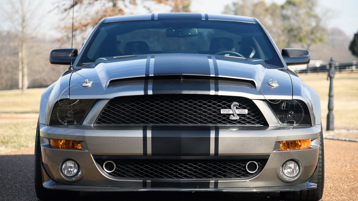 This 2009 Ford Shelby GT500 Super Snake from the George Shinn Collection from the American Muscle Car Museum in Melbourne, Florida -- being auctioned by Barrett-Jackson in Palm Beach, Fla. to benefit Samaritan's Purse for disaster relief and emergency medical care in Ukraine. The Super Snake is signed by Carroll Shelby.
