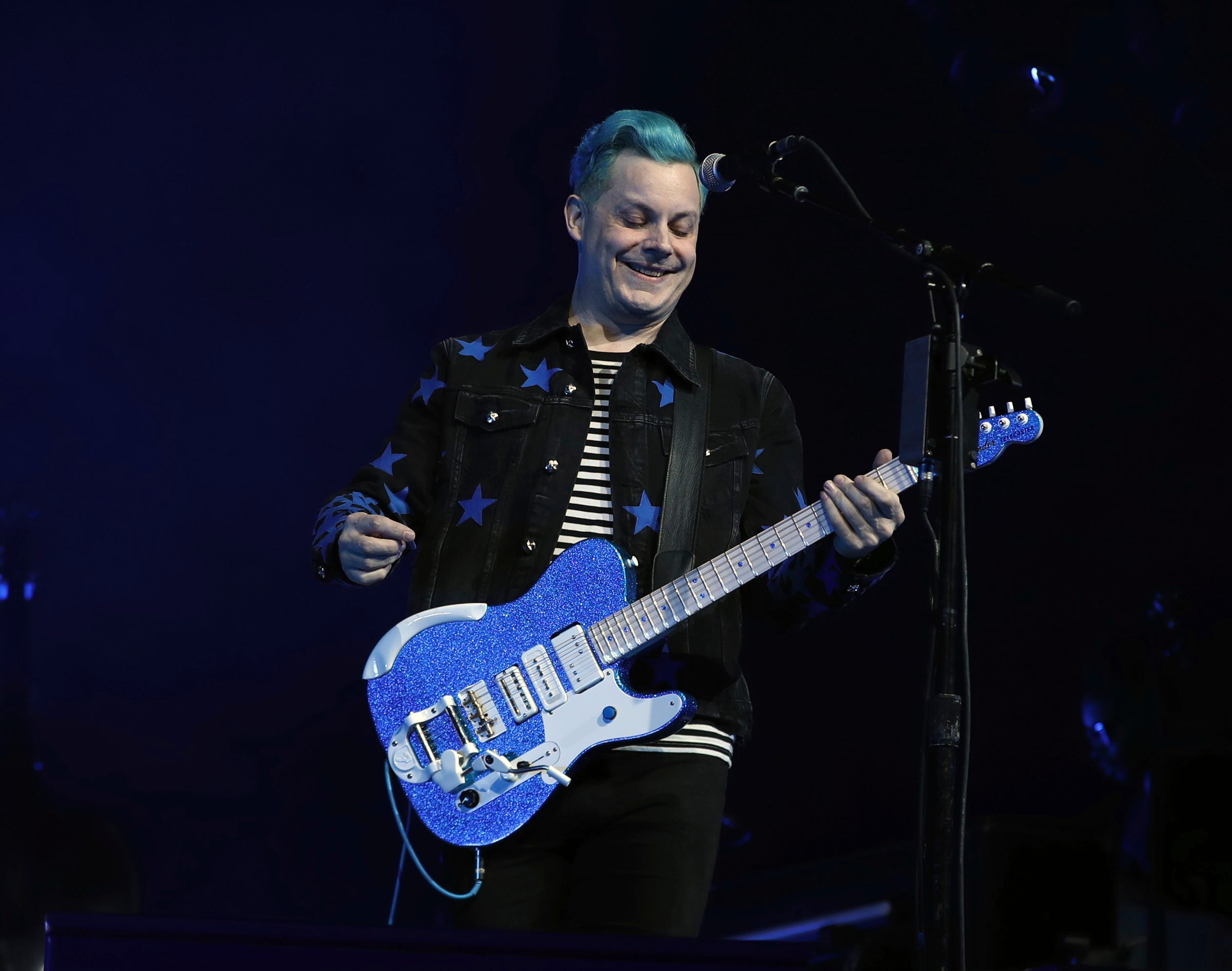 jack white black and blue guitar