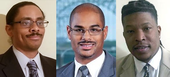 Shelby County Commission District 9 Democratic primary candidates: (from left) Sean Harris, Edmund Ford Jr. and Sam D. Echols IV.