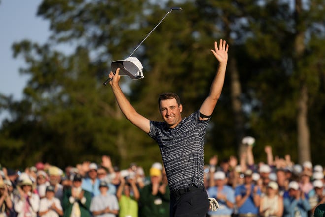 Scottie Scheffler celebrates after winning the Masters as the world's No. 1-ranked player, but it'll be interesting to see if he can sustain success after rocketing to superstardom in the last two months.