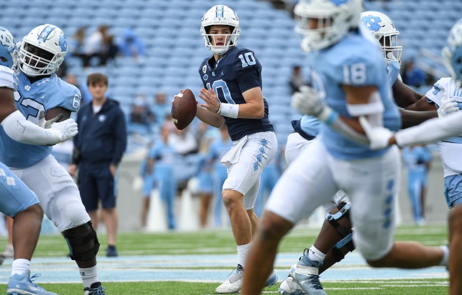 UNC spring football game becomes extension of QB race between Jacolby Criswell, Drake Maye