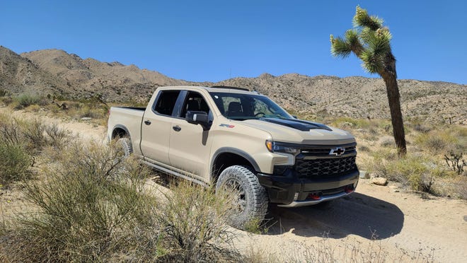 The 2022 Chevy Silverado ZR2 follows the Colorado ZR2 with similar Multimatic shocks, twin-locking diffs and all-terrain tires for the outback.