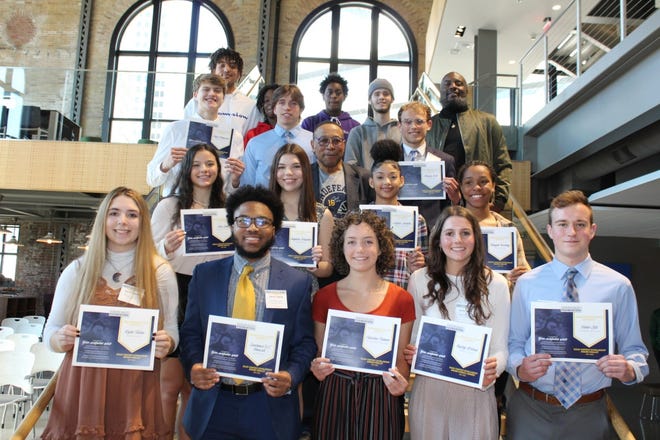 Kailey Rollins (front row, second from right), was among the essay finalists at Sunday's Undefeated Spirit Scholarship Programs in Toledo. Kailey was one of four overall winners and received a $500 scholarship from The Chuck Ealey Foundation.
Provided by Undefeated Spirit
