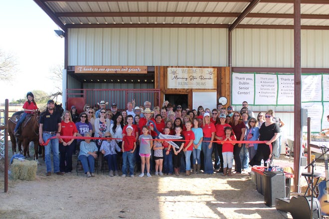 The Stephenville Chamber of Commerce welcomed and celebrated new member, Morning Star Ranch with a ribbon cutting ceremony during a Chamber Mixer hosted at the ranch on April 5. Morning Star’s mission includes building stable dreams through equine facilitated learning where children gain valuable life skills through ranch life, nature hikes, campfires, animal care & feeding, riding, and maintaining equipment. Founder and director, Travis Bickham welcomed chamber ambassadors and Morning Star supporters to the ranch that is home to rescue horses and provides a learning center for disadvantaged children ages 4-12. Morning Star Ranch, located between Stephenville and Dublin, boasts trails, riding arenas, obstacle courses, and a home used for camps. Volunteers and donations are welcome. For more details, visit bit.ly/SCOC-MorningStar.
