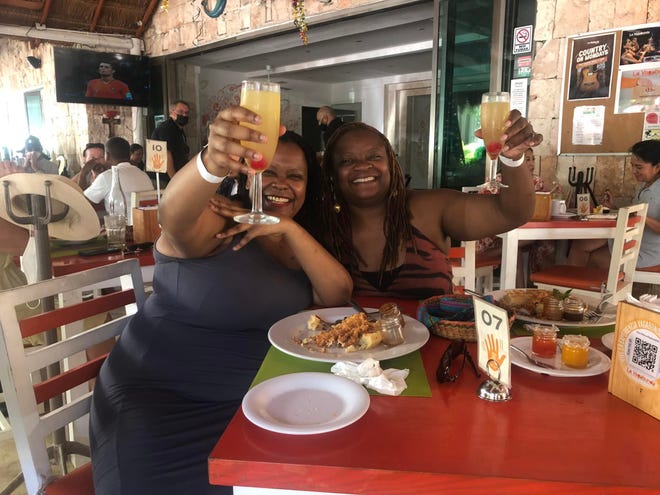 Kimberly West and Keturah Kendrick during brunch at Playa del Carmen, Mexico.