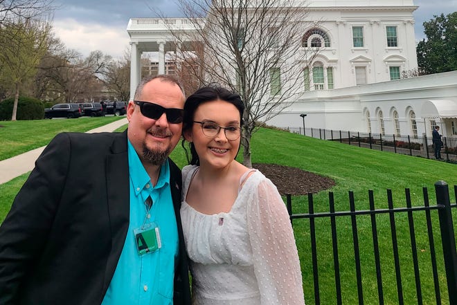 Jeff Walker and his daughter Harleigh of Auburn, Ala., were guests at the White House on March 31 for Transgender Day of Visibility. Ninth grader Harleigh, 15, spent her spring break trying unsuccessfully to persuade members of the Alabama House and Senate to reject legislation banning gender-affirming medications for transgender kids such as her under 19. Gov. Kay Ivey signed it into law.