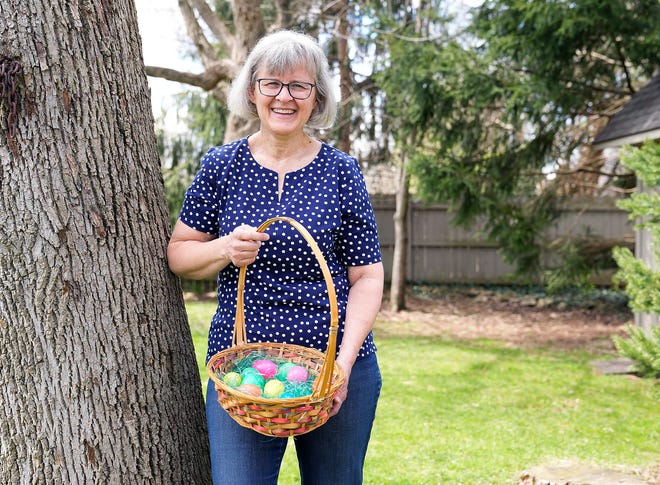 Patti Hambley of Hilliard is the winner of the 17th annual edition of Joe's Mildly Entertaining Easter Egg Hunt.