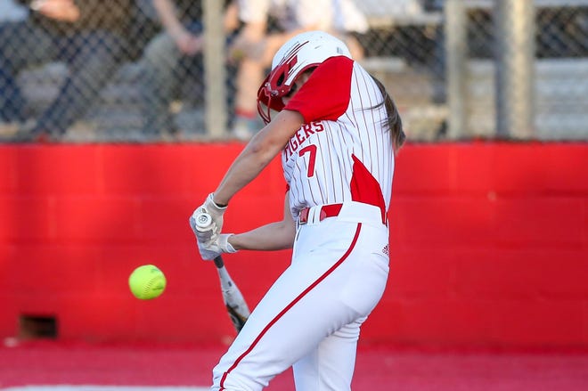 Glen Rose's Emily Boucher, seen here in action against Stephenville earlier in the year, had three hits and four RBIs in the road win over the Honeybees on Tuesday night.